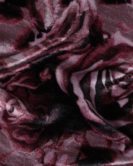 Dusty Mauve Tonal Rose Synthetic Blended Velvet Fabric