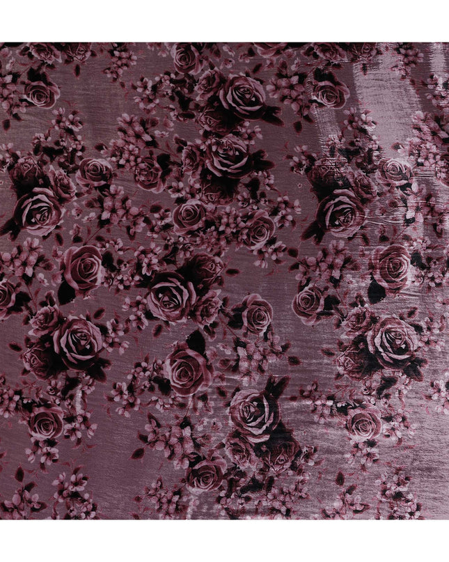 Dusty Mauve Tonal Rose Synthetic Blended Velvet Fabric
