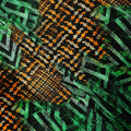 Emerald Green Animal Print Synthetic Blended Velvet Fabric