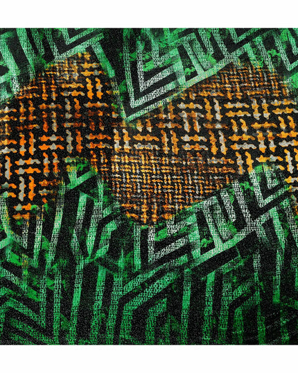 Emerald Green Animal Print Synthetic Blended Velvet Fabric