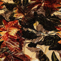 Autumn Multicolor Leaf Print Synthetic Blended Velvet Fabric