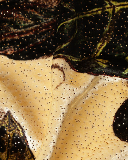 Autumn Multicolor Leaf Print Synthetic Blended Velvet Fabric