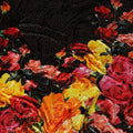 Ebony Black Rose Bouquet Synthetic Blended Velvet Fabric