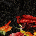 Ebony Black Rose Bouquet Synthetic Blended Velvet Fabric