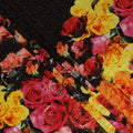Ebony Black Rose Bouquet Synthetic Blended Velvet Fabric