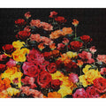 Ebony Black Rose Bouquet Synthetic Blended Velvet Fabric