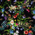 Midnight Black Botanical Floral Fabric
