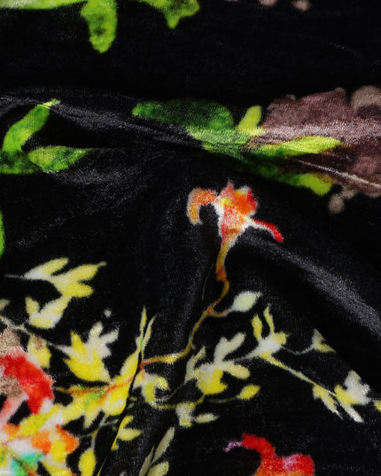 Midnight Black Botanical Floral Fabric
