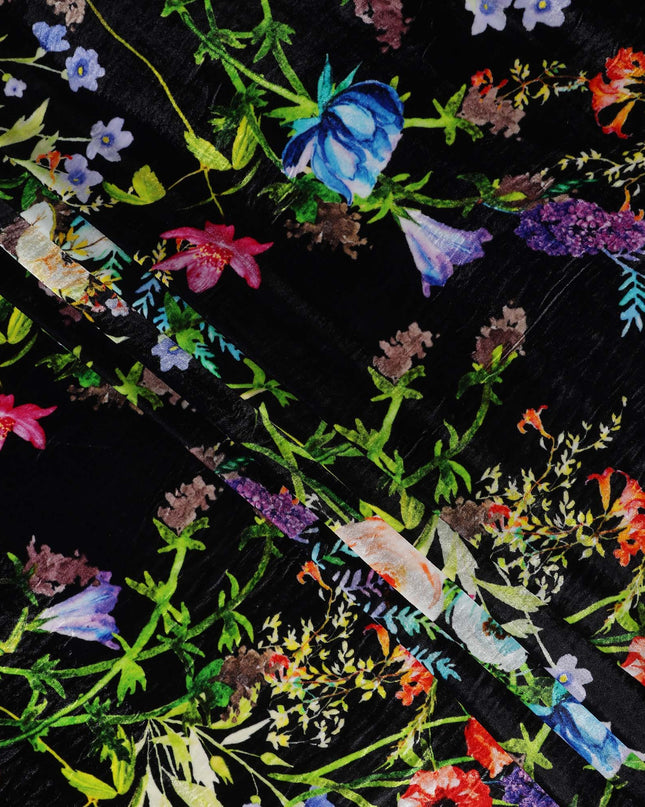 Midnight Black Botanical Floral Fabric