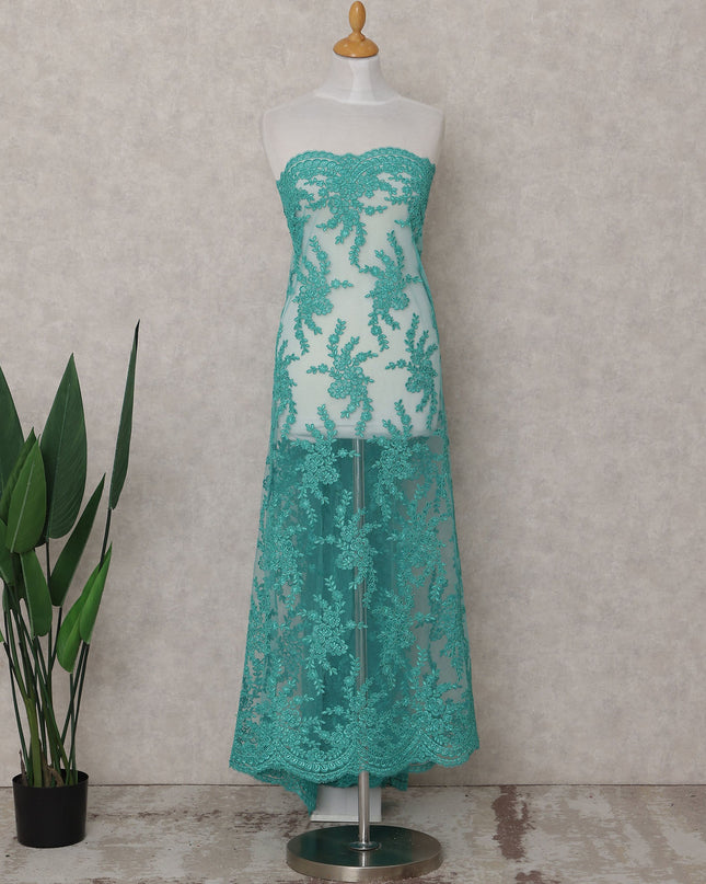 Teal Emerald Floral Tulle Fabric 140cm China