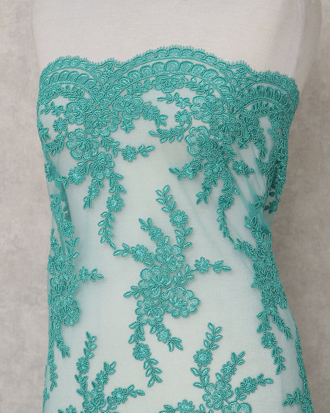 Teal Emerald Floral Tulle Fabric 140cm China