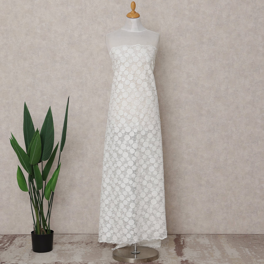 White Polka Dot Tulle Fabric 140cm Korea