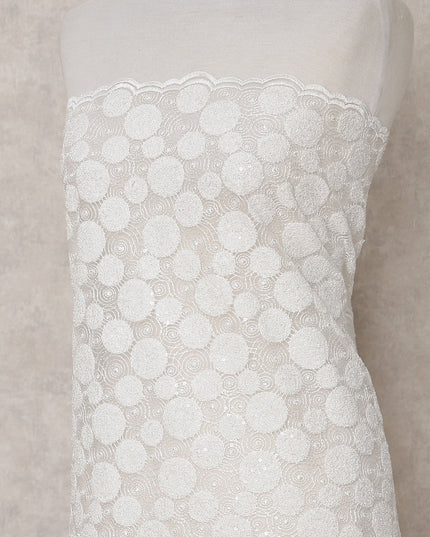 White Polka Dot Tulle Fabric 140cm Korea