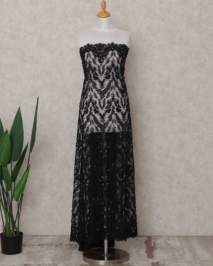 Black Geometric Tulle Fabric 140cm Korea