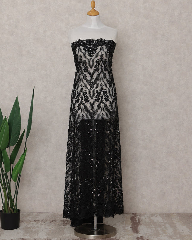Black Geometric Tulle Fabric 140cm Korea