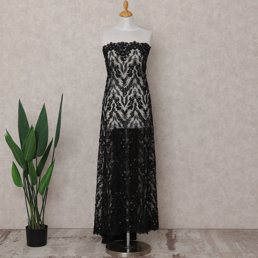 Black Geometric Tulle Fabric 140cm Korea
