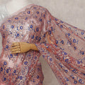 Rose Pink and Royal Blue French Chantilly Lace Saree 5.5m