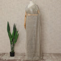 Beige French Metallic Chantilly Lace Saree