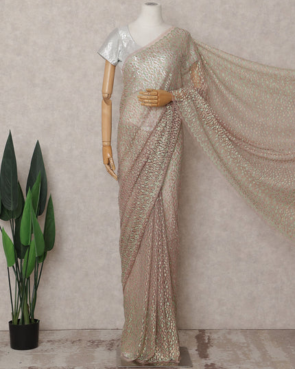 Sage Green to Rose Gold Ombre Ombre Chantilly Saree - D31688