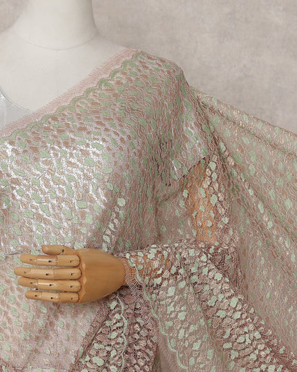 Sage Green to Rose Gold Ombre Ombre Chantilly Saree - D31688