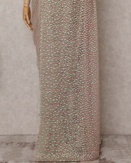 Sage Green to Rose Gold Ombre Ombre Chantilly Saree - D31688