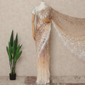Beige Cream Ombre French Chantilly Lace Saree 5.5 Meters Length 110 Cms Width Premium Floral Lace Fabric Soft Sheer Elegant Draping Party Wear Saree Fabric France Origin-D28679 Regal Fabrics