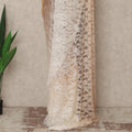 Beige Cream Ombre French Chantilly Lace Saree 5.5 Meters Length 110 Cms Width Premium Floral Lace Fabric Soft Sheer Elegant Draping Party Wear Saree Fabric France Origin-D28679 Regal Fabrics