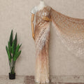 Beige Ivory Ombre French Chantilly Lace Saree 5.5 Meters Length 110 Cms Width Premium Floral Lace Fabric Soft Sheer Elegant Draping Party Wear Saree Fabric France Origin-D28680 Regal Fabrics