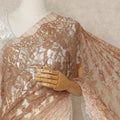 Beige Ivory Ombre French Chantilly Lace Saree 5.5 Meters Length 110 Cms Width Premium Floral Lace Fabric Soft Sheer Elegant Draping Party Wear Saree Fabric France Origin-D28680 Regal Fabrics