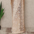 Beige Ivory Ombre French Chantilly Lace Saree 5.5 Meters Length 110 Cms Width Premium Floral Lace Fabric Soft Sheer Elegant Draping Party Wear Saree Fabric France Origin-D28680 Regal Fabrics