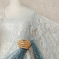 Sea Green Ivory Ombre French Chantilly Lace Saree 5.5 Meters Length 110 Cms Width Premium Floral Lace Fabric Soft Sheer Elegant Draping Party Wear Saree Fabric France Origin-D28678 Regal Fabrics