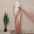 Blush Pink Ivory Ombre French Chantilly Lace Saree 5.5 Meters Length 110 Cms Width Premium Floral Lace Fabric Soft Sheer Elegant Draping Party Wear Saree Fabric France Origin-D28688 Regal Fabrics
