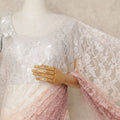 Blush Pink Ivory Ombre French Chantilly Lace Saree 5.5 Meters Length 110 Cms Width Premium Floral Lace Fabric Soft Sheer Elegant Draping Party Wear Saree Fabric France Origin-D28688 Regal Fabrics
