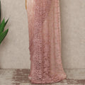 Blush Pink Ivory Ombre French Chantilly Lace Saree 5.5 Meters Length 110 Cms Width Premium Floral Lace Fabric Soft Sheer Elegant Draping Party Wear Saree Fabric France Origin-D28688 Regal Fabrics