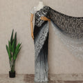 Black Grey Ombre French Chantilly Lace Saree 5.5 Meters Length 110 Cms Width Premium Floral Lace Fabric Soft Sheer Elegant Draping Party Wear Saree Fabric France Origin-D28675 Regal Fabrics