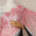 Pink Black Ombre French Chantilly Lace Saree 5.5 Meters Length 110 Cms Width Premium Floral Lace Fabric Soft Sheer Elegant Draping Party Wear Saree Fabric France Origin-D28676 Regal Fabrics