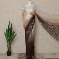 Ivory Brown Ombre French Chantilly Lace Saree 5.5 Meters Length 110 Cms Width Premium Floral Lace Fabric Soft Sheer Elegant Draping Party Wear Saree Fabric France Origin-D28677 Regal Fabrics