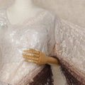 Ivory Brown Ombre French Chantilly Lace Saree 5.5 Meters Length 110 Cms Width Premium Floral Lace Fabric Soft Sheer Elegant Draping Party Wear Saree Fabric France Origin-D28677 Regal Fabrics