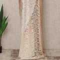 Brown Beige Ivory Ombre French Chantilly Lace Saree 5.5 Meters Length 110 Cms Width Premium Floral Lace Fabric Soft Sheer Elegant Draping Party Wear Saree Fabric France Origin-D28687 Regal Fabrics