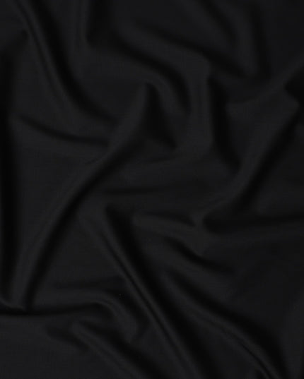Jet Black Wool Blend Suiting Fabric 150cm