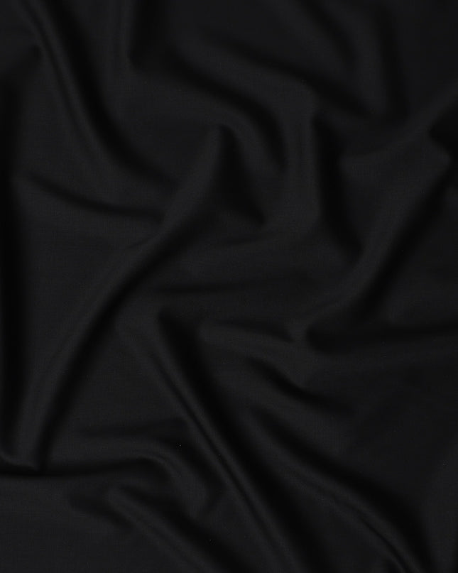 Jet Black Wool Blend Suiting Fabric 150cm