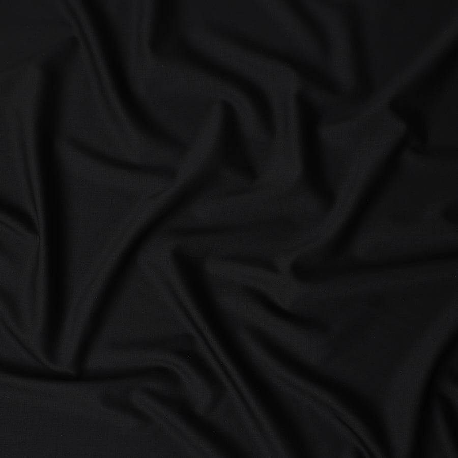 Jet Black Wool Blend Suiting Fabric 150cm