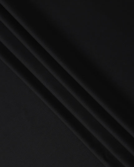 Jet Black Wool Blend Suiting Fabric 150cm