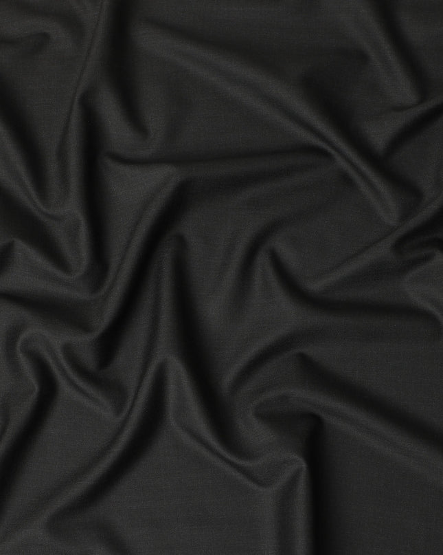 Charcoal Black Premium Blended Poly Wool Suiting Fabric 150 Cm Width Smooth Finish Durable Breathable Wrinkle Resistant Fabric For Suits Blazers Trousers Formal Wear Made In India-D28861 Regal Fabrics