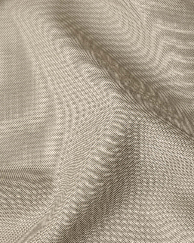 Light Sand Beige Premium Blended Poly Wool Suiting Fabric 150 Cm Width Durable Breathable Soft Finish Wrinkle Resistant Material For Suits Blazers Trousers Formal Tailoring Fabric Made In India-D28844 Regal Fabrics