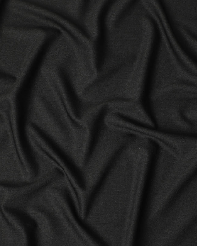 Jet Black Premium Blended Poly Wool Suiting Fabric 150 Cm Width Durable Breathable Soft Finish Wrinkle Resistant Material For Suits Blazers Trousers Formal Tailoring Fabric Made In India-D28843 Regal Fabrics