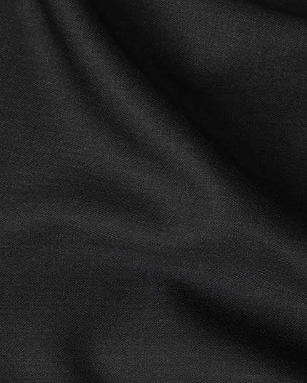 Jet Black Premium Blended Poly Wool Suiting Fabric 150 Cm Width Durable Breathable Soft Finish Wrinkle Resistant Material For Suits Blazers Trousers Formal Tailoring Fabric Made In India-D28843 Regal Fabrics