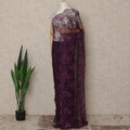 Deep Plum Purple French Chantilly Lace Saree 5.5 Meters Length 110 Cms Width Premium Floral Lace Fabric Soft Sheer Elegant Draping Party Wear Saree Fabric France Origin-D28690 Regal Fabrics