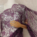 Deep Plum Purple French Chantilly Lace Saree 5.5 Meters Length 110 Cms Width Premium Floral Lace Fabric Soft Sheer Elegant Draping Party Wear Saree Fabric France Origin-D28690 Regal Fabrics