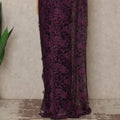 Deep Plum Purple French Chantilly Lace Saree 5.5 Meters Length 110 Cms Width Premium Floral Lace Fabric Soft Sheer Elegant Draping Party Wear Saree Fabric France Origin-D28690 Regal Fabrics